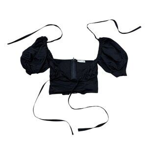 Vintage Women’s Olivia Rose Black Puff Sleeve Crop Top y2k